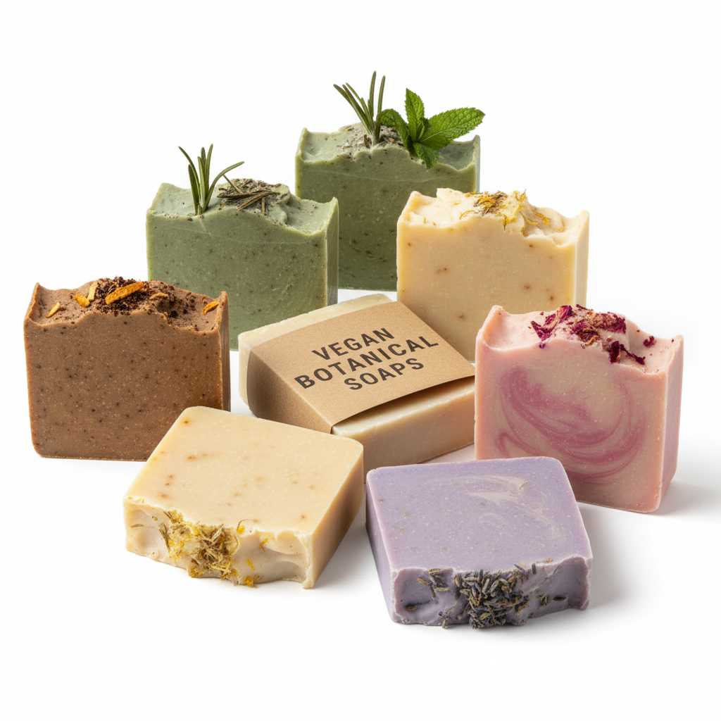 Individual Bar Soap Variety Pack featuring handcrafted vegan soaps on white background